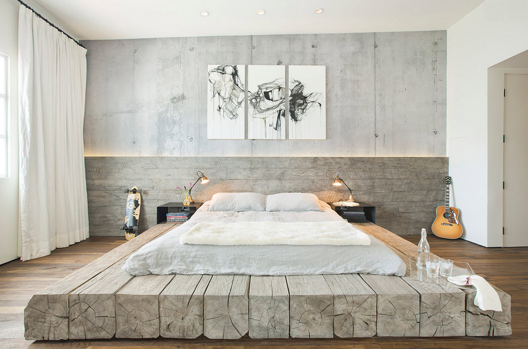 A Platform Bed Made Using Reclaimed Logs 1