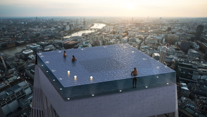 Der weltweit erste Infinity-Pool mit 360-Grad-Blick entsteht in London